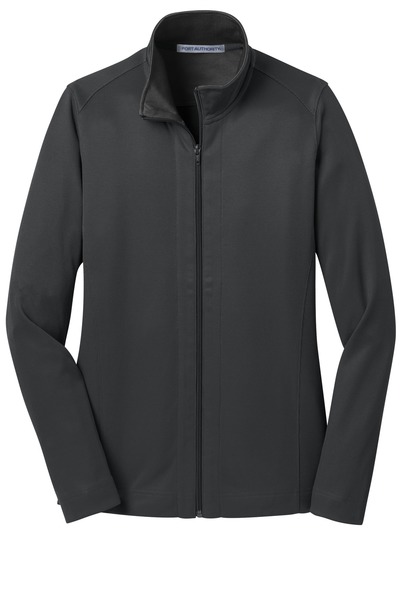 Iron Grey/ Black - Ladies Vertical Texture Full-Zip Jacket w/ Embroidery
