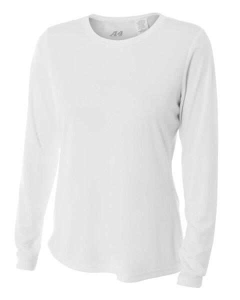 WHITE - Ladies' Long Sleeve Cooling Performance Crew Shirt